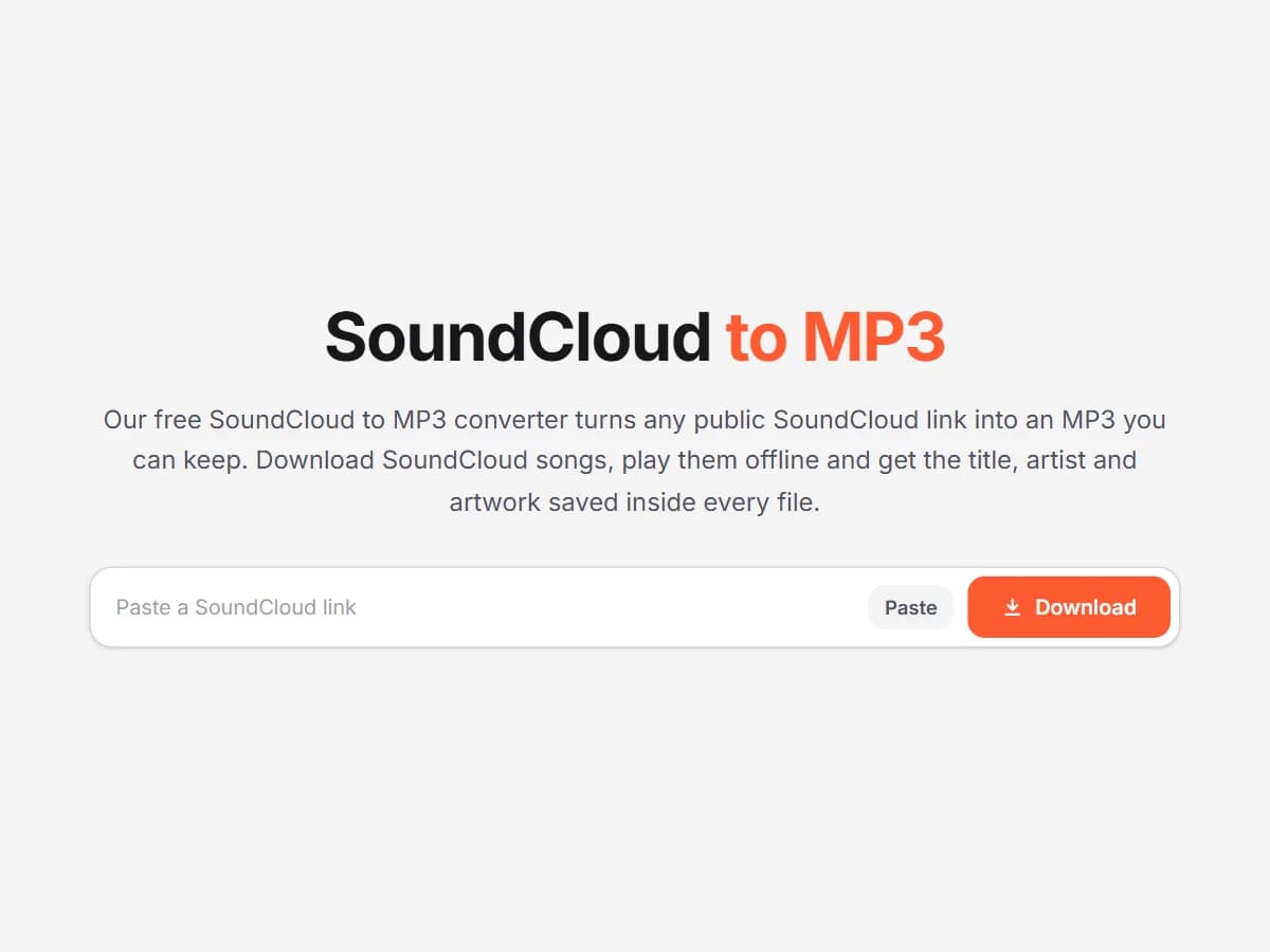 The SoundCloud to MP3 converter on the SCSaver home page